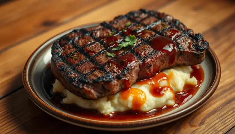 Grilled Steak with Mashed Potatoes