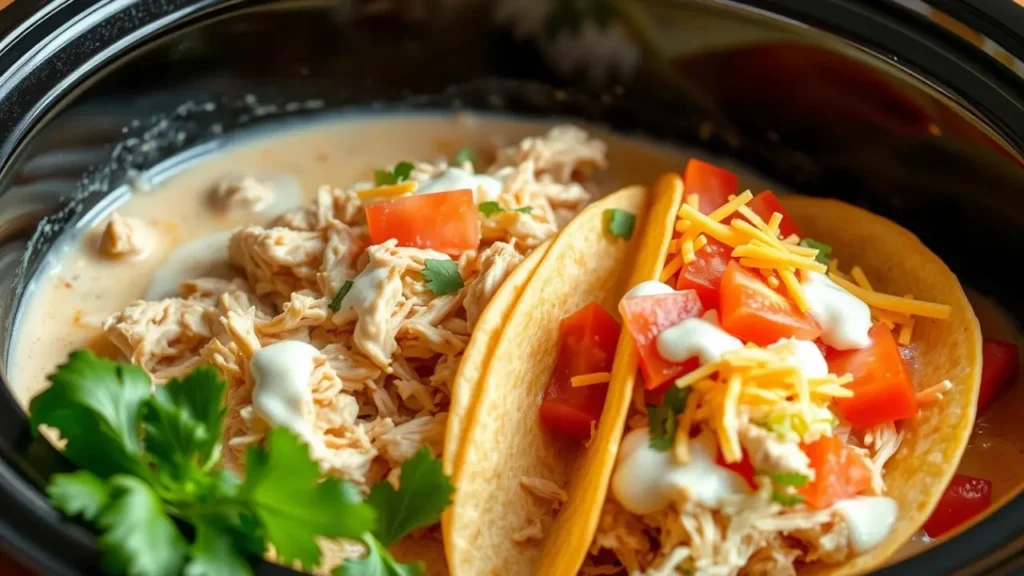 Crock pot Ranch chicken tacos